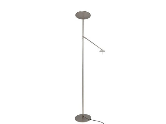 Lampadaire avec liseuse Mirasol, nickel, 1960lm, H.180 cm