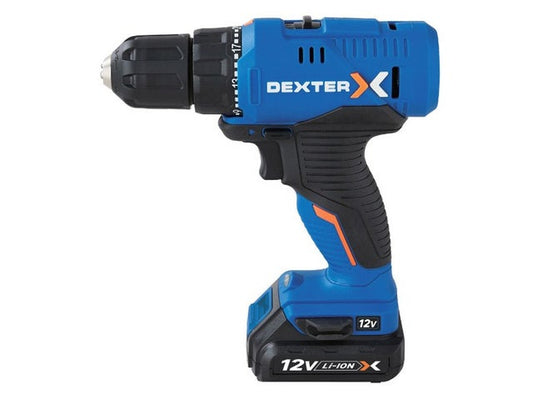 Perceuse sans fil DEXTER 12 V 2 Ah, 1 batterie UP20